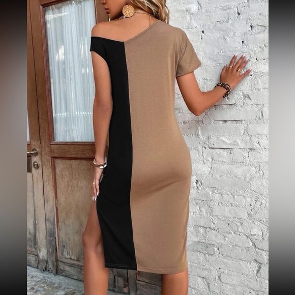 Boho two tone slit thigh dress - Picture 3 of 5